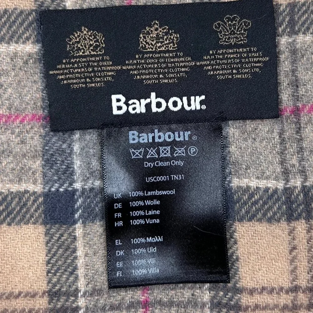 Barbour Tartan Lambswool Scarf Outdoors Hiking Work Wool Plaid Cabincore Country